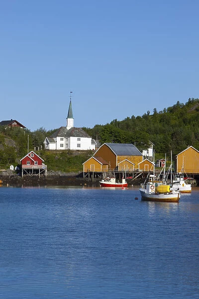 Picturesque harbour, Moskenes, Moskenesoy, Lofoten, Nordland, Norway