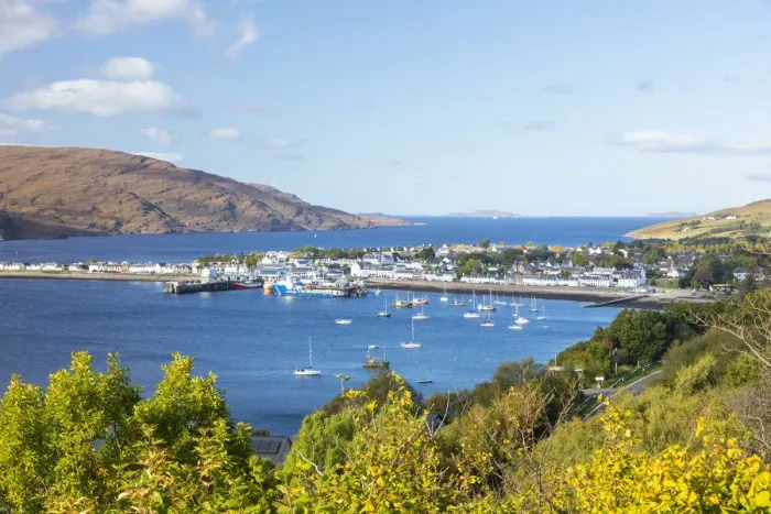 Framed Print : Picturesque Loch Broom and boats at Ullapool harbour, Ross and Cromarty, Highlands