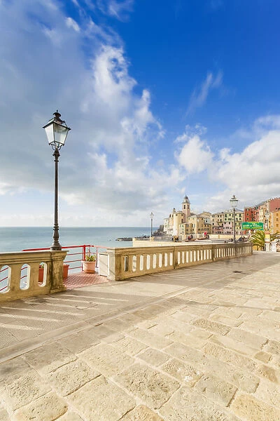 The picturesque promenade of Camogli, Gulf of Paradise, Portofino National Park, Genoa