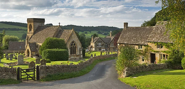 Picturesque Snowshill church and village, Cotswolds, Gloucestershire, England. September