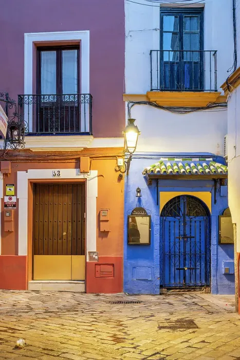 Framed Print : Picturesque street corner in Santa Cruz district, Seville, Andalusia, Spain