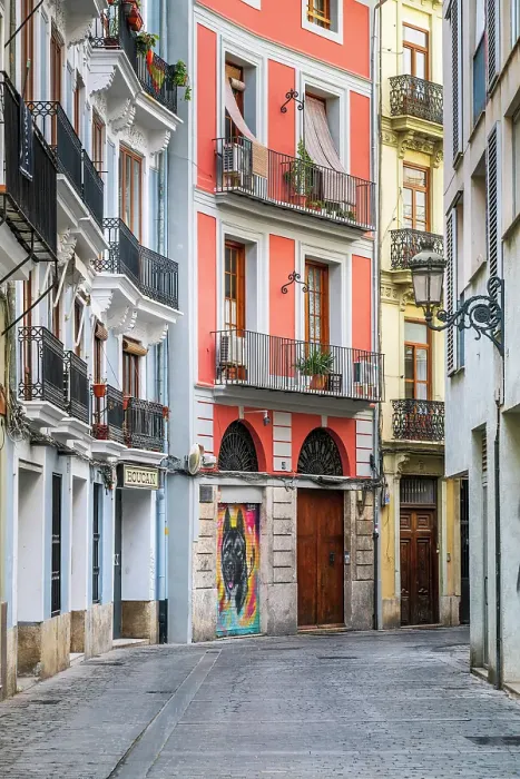 Framed Print : Picturesque street in El Carmen neighborhood, Valencia, Valencian Community, Spain Framed Print : Picturesque street in El Carmen neighborhood, Valencia, Valencian Community, Spain