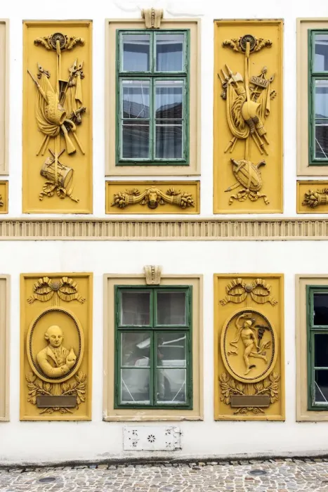 Framed Print : Picturesque view of a building facade in Melk, Lower Austria, Austria Framed Print : Picturesque view of a building facade in Melk, Lower Austria, Austria