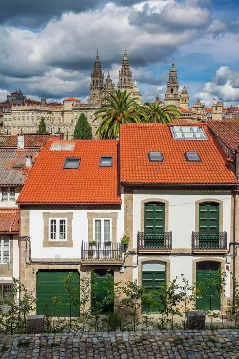 Framed Print : Picturesque view of the old town, Santiago de Compostela, Galicia, Spain Framed Print : Picturesque view of the old town, Santiago de Compostela, Galicia, Spain