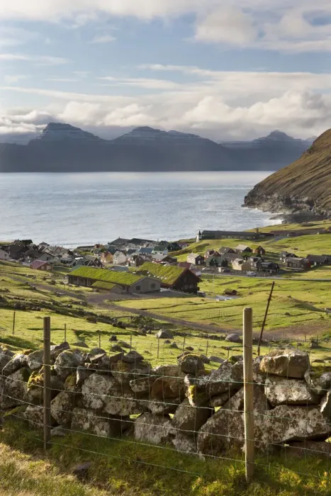 Framed Print : Picturesque village of Gjogv on Eysturoy in the Faroe Islands. Spring Framed Print : Picturesque village of Gjogv on Eysturoy in the Faroe Islands. Spring