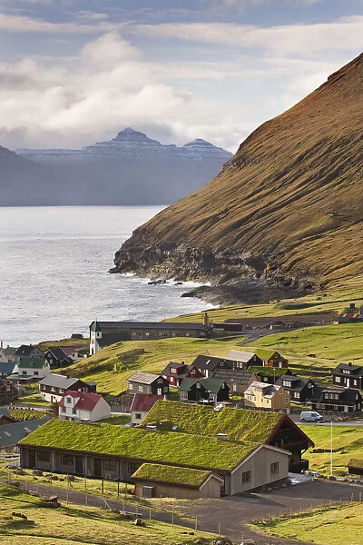 Picturesque village of Gjogv on Eysturoy in the Faroe Islands. Spring
