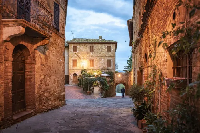 Framed Print : Pienza by night, medieval town in Val d Orcia, Tuscany, Italy Framed Print : Pienza by night, medieval town in Val d Orcia, Tuscany, Italy