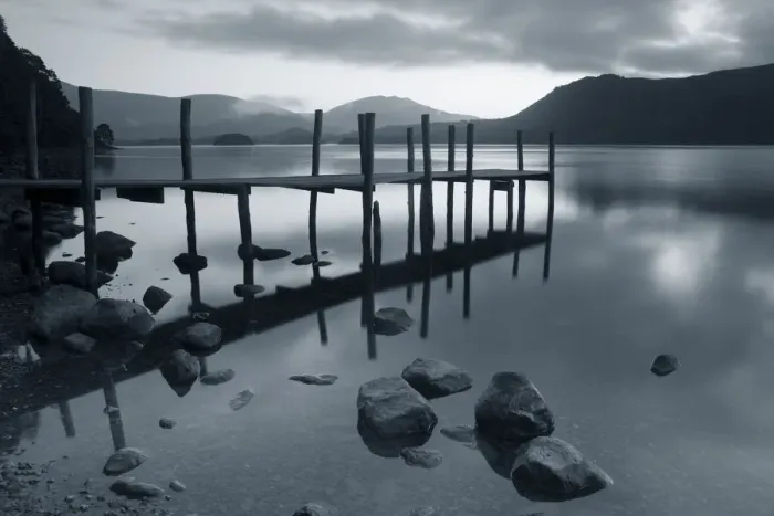 Framed Print : Pier, Derwent Water, Lake District, Cumbria, England Framed Print : Pier, Derwent Water, Lake District, Cumbria, England