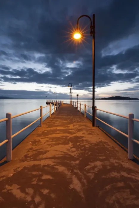 Framed Print : Pier of Lake Trasimeno at dusk, Perugia, Umbria, Italy Framed Print : Pier of Lake Trasimeno at dusk, Perugia, Umbria, Italy