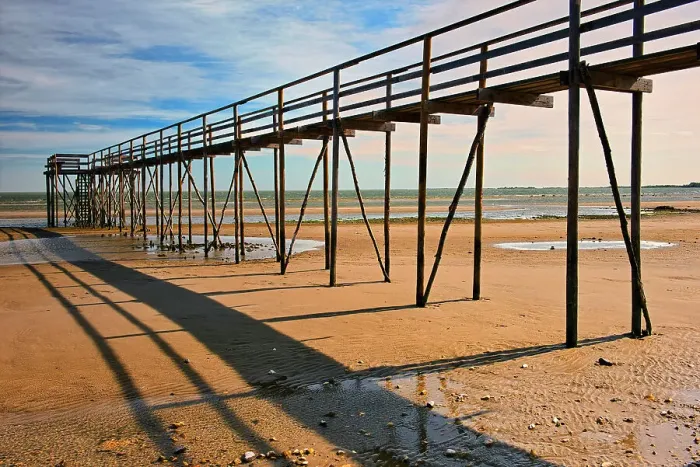 Framed Print : Pier on Lake Winnipeg at drought levels Matlock, Manitoba, Canada
