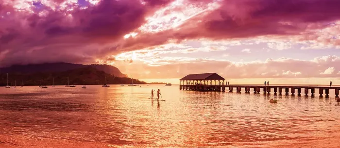 Framed Print : Pier at sunset Hanalei, Kauai, Hawaii, USA Framed Print : Pier at sunset Hanalei, Kauai, Hawaii, USA