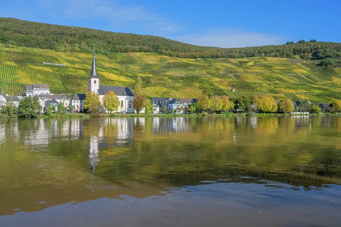Framed Print : Piesport with church St. Michael, Mosel, Mosel valley, Rhineland-Palatinate, Germany Framed Print : Piesport with church St. Michael, Mosel, Mosel valley, Rhineland-Palatinate, Germany