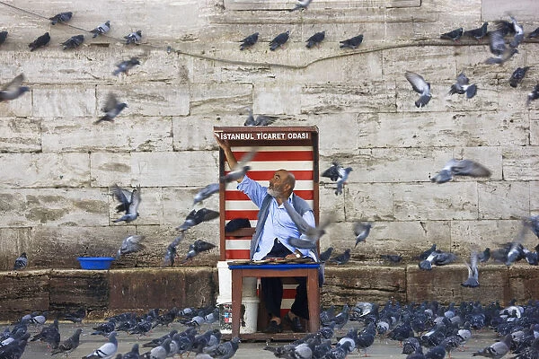 Pigeon feed seller, Istanbul, Turkey