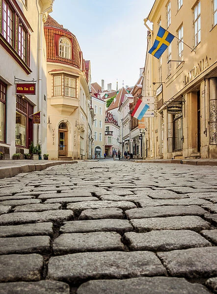 Pikk Street, low angle view, Old Town, Tallinn, Estonia