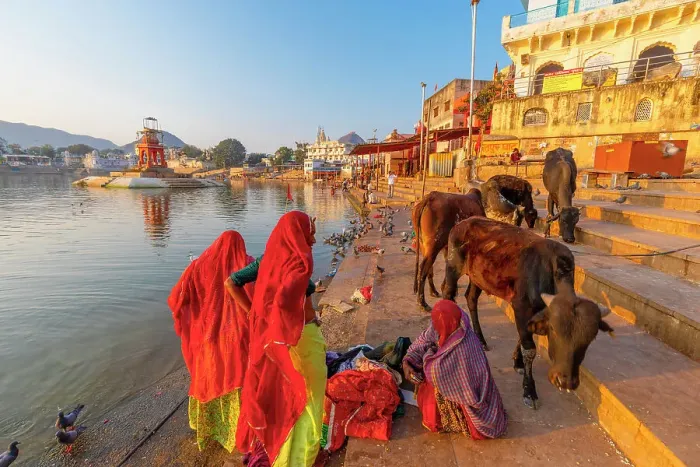 Framed Print : Pilgrims at Pushkar Lake at Sunrise, Pushkar, Rajasthan, India, South Asia Framed Print : Pilgrims at Pushkar Lake at Sunrise, Pushkar, Rajasthan, India, South Asia