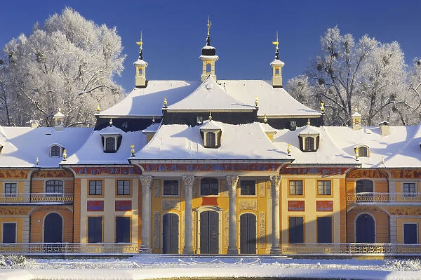 Pillnitz castle in Winter, Dresden, Saxony, Germany, Europe