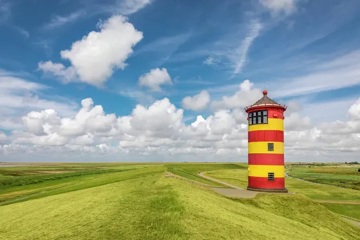 Framed Print : Pilsum lighthouse near Greetsiel, Krummhoern, East Frisia, Lower Saxony, Germany