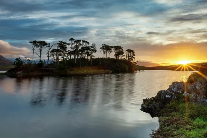 Framed Print : Pine Island at Sunrise, Derryclare Lough, County Galway, Ireland Framed Print : Pine Island at Sunrise, Derryclare Lough, County Galway, Ireland