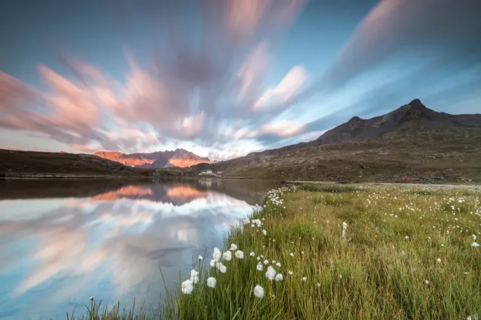 Framed Print : Pink clouds at dawn, Lago Bianco, Gavia Pass, Valfurva, Valtellina, Lombardy, Italy Framed Print : Pink clouds at dawn, Lago Bianco, Gavia Pass, Valfurva, Valtellina, Lombardy, Italy