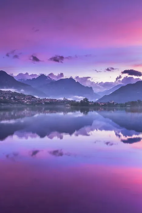 Framed Print : Pink sunrise on lake Annone, Brianza, Lecco province, Lombardy, Italy Framed Print : Pink sunrise on lake Annone, Brianza, Lecco province, Lombardy, Italy