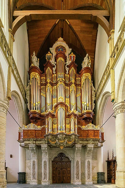 Pipe Organs inside De Oude Kerk Church, Oudekerksplein, Amsterdam, Netherlands