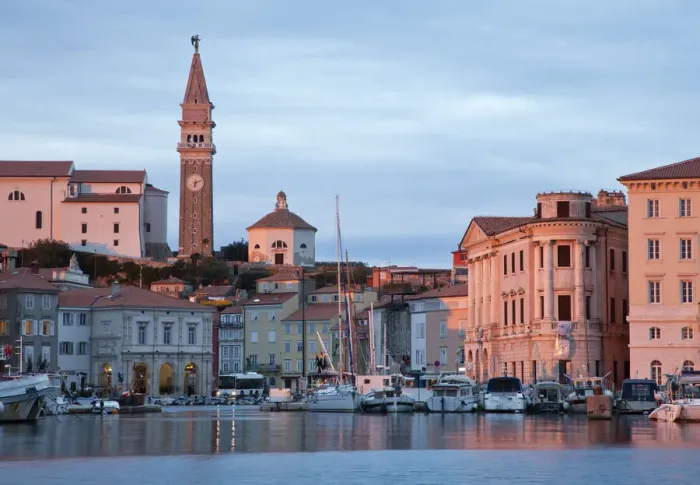 Framed Print : Piran at dusk, Adriatic Coast, Slovenia Framed Print : Piran at dusk, Adriatic Coast, Slovenia