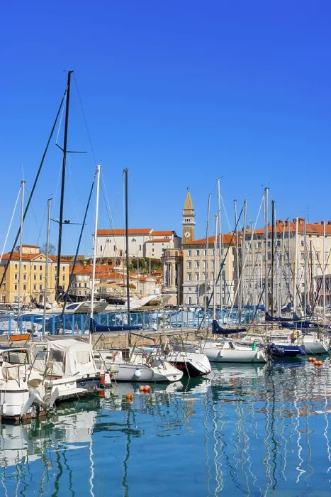 Framed Print : Piran Harbour and St George's Cathedral, Piran, Slovenia, Eastern Europe Framed Print : Piran Harbour and St George's Cathedral, Piran, Slovenia, Eastern Europe