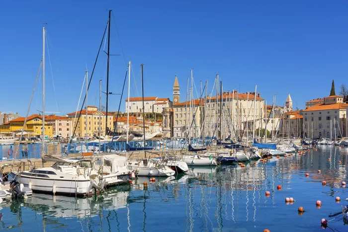 Framed Print : Piran Harbour and St George's Cathedral, Piran, Slovenia, Eastern Europe Framed Print : Piran Harbour and St George's Cathedral, Piran, Slovenia, Eastern Europe