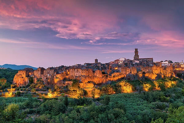 Pitigliano at Sunset, Tuscany, Italy