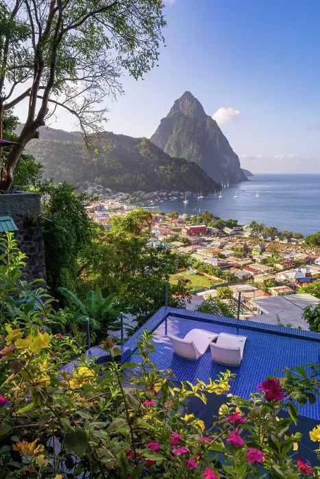 Framed Print : Piton Mountain Views from Green Fig Resort Soufriere, Saint Lucia Framed Print : Piton Mountain Views from Green Fig Resort Soufriere, Saint Lucia