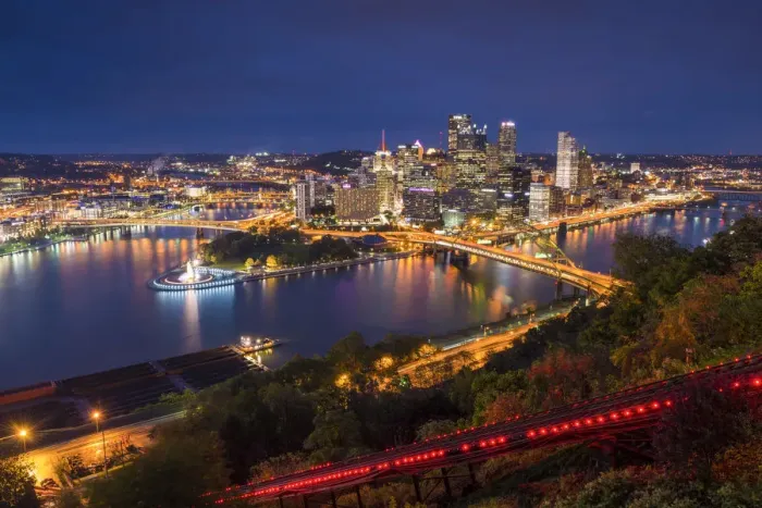 Framed Print : Pittsburgh Skyline at Night, Pennsylvania, USA Framed Print : Pittsburgh Skyline at Night, Pennsylvania, USA