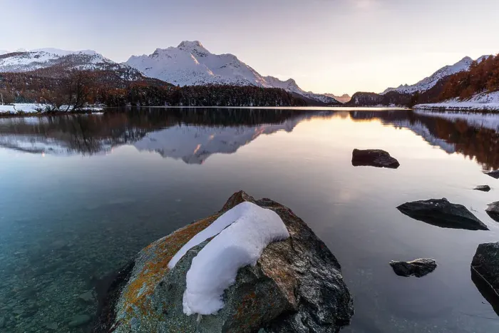 Framed Print : Piz Da La Margna reflected in lake Sils, St Moritz, Graubunden canton, Engadin, Switzerland Framed Print : Piz Da La Margna reflected in lake Sils, St Moritz, Graubunden canton, Engadin, Switzerland