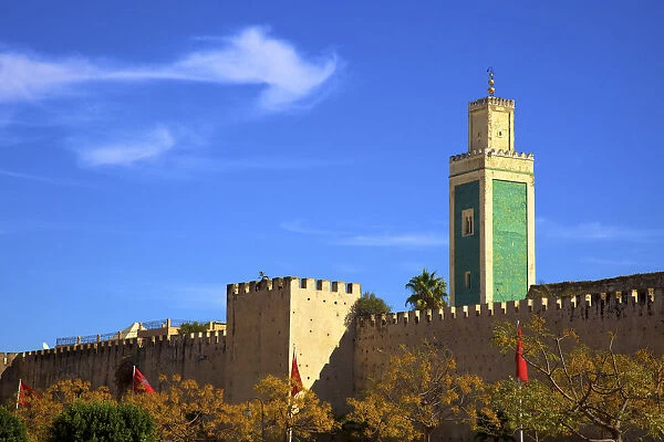 Place Lalla Aouda And The Minaret Of The Lalla Aouda Mosque, Meknes, Morocco, North