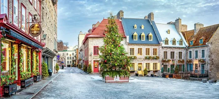 Framed Print : Place Royale with Christmas Tree, Snow and Ice, Old Quebec City, Quebec, Canada Framed Print : Place Royale with Christmas Tree, Snow and Ice, Old Quebec City, Quebec, Canada