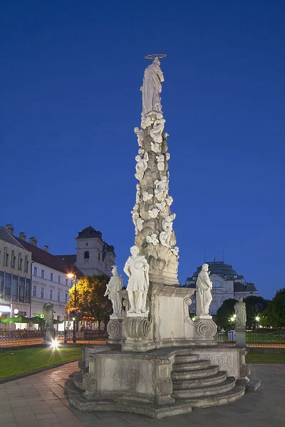Plague Column at dusk, Kosice, Kosice Region, Slovakia