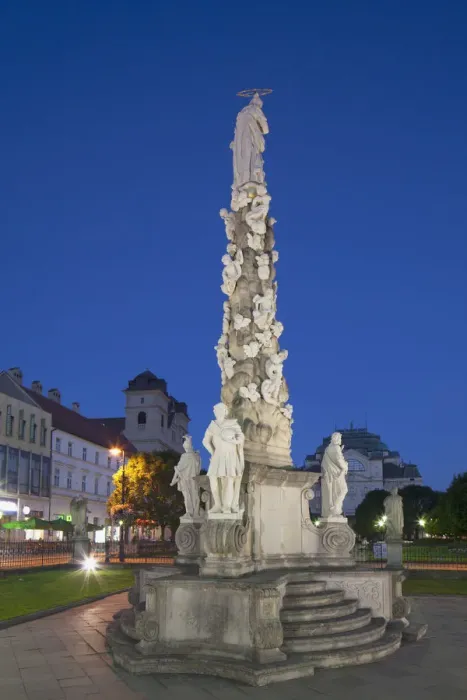 Framed Print : Plague Column at dusk, Kosice, Kosice Region, Slovakia Framed Print : Plague Column at dusk, Kosice, Kosice Region, Slovakia