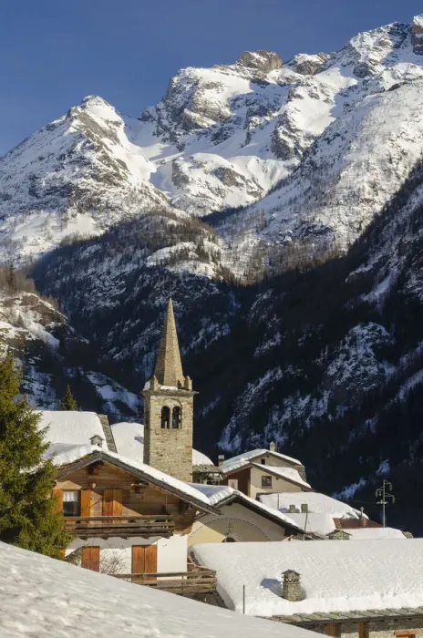 Framed Print : Plan de Veyne village in Valpelline, Bionaz, Aosta Valley, Italy