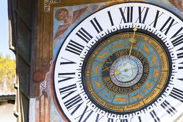 Planetary clock of Clusone, Val Seriana, Bergamo province, Lombardy, Italy