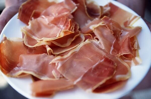 A plate of cured ham