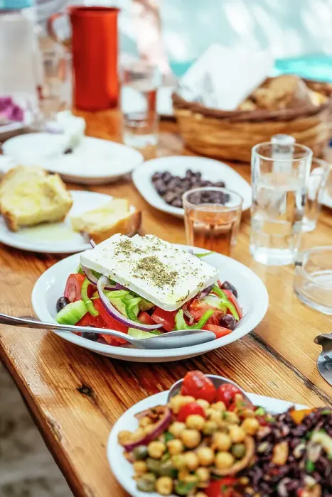 Framed Print : Plate of Greek Salad at Kiki's Tavern restaurant table, Mykonos, Greece, Europe Framed Print : Plate of Greek Salad at Kiki's Tavern restaurant table, Mykonos, Greece, Europe