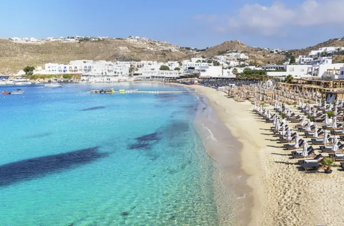 Framed Print : Platis Gialos beach, Mykonos, Cyclades Islands, Greece