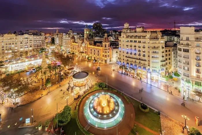 Framed Print : Plaza del Ayuntamiento decorated with Christmas lights, Valencia, Spain Framed Print : Plaza del Ayuntamiento decorated with Christmas lights, Valencia, Spain