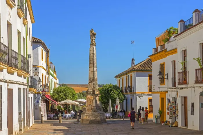Framed Print : Plaza del Potro with the Monument to the archangel Raphael, Cordoba, Andalusia, Spain