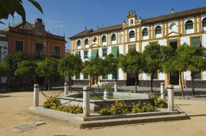 Framed Print : Plaza del Triunfo in the Real Alcazar Palace in Seville Framed Print : Plaza del Triunfo in the Real Alcazar Palace in Seville