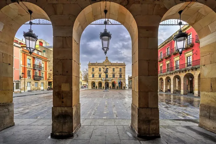 Framed Print : Plaza Mayor, Gijon, Asturias, Spain