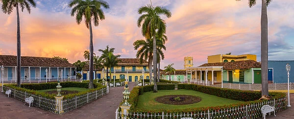 Plaza Mayor at sunrise in Trinidad, Trinidad and Sancti Spiritus Province, Cuba