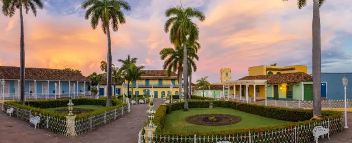 Framed Print : Plaza Mayor at sunrise in Trinidad, Trinidad and Sancti Spiritus Province, Cuba Framed Print : Plaza Mayor at sunrise in Trinidad, Trinidad and Sancti Spiritus Province, Cuba
