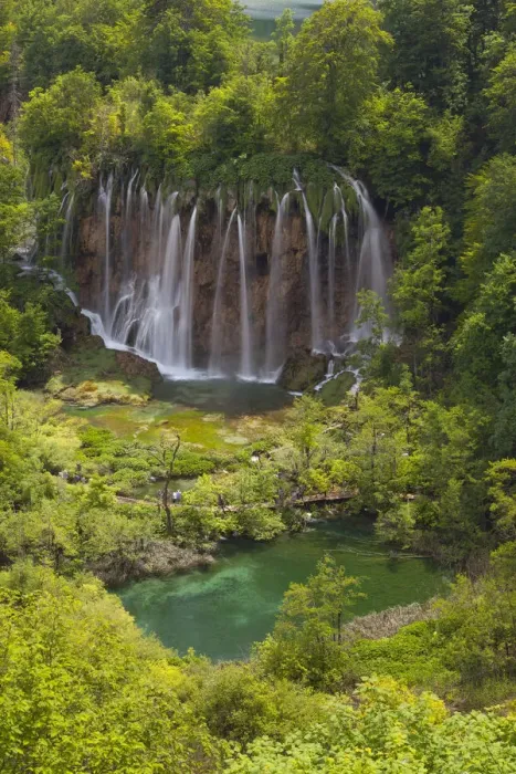 Framed Print : Plitvice National Park, Croatia. A waterfall and a lake into the national park in Framed Print : Plitvice National Park, Croatia. A waterfall and a lake into the national park in