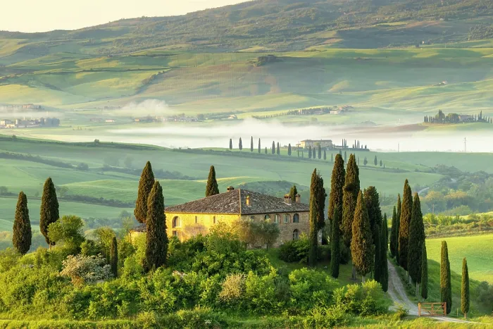 Framed Print : Podere Belvedere bathed in morning light, Val d'Orcia at dawn, San Quirico d'Orcia, Tuscany, Italy Framed Print : Podere Belvedere bathed in morning light, Val d'Orcia at dawn, San Quirico d'Orcia, Tuscany, Italy