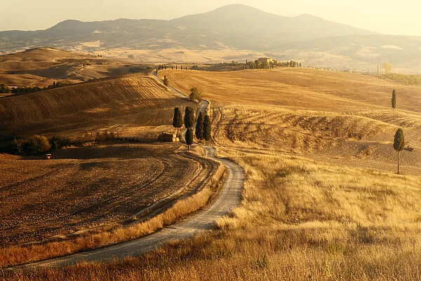 Podere Terrapille (The Gladiators House) during a summer sunset, Val d Orcia